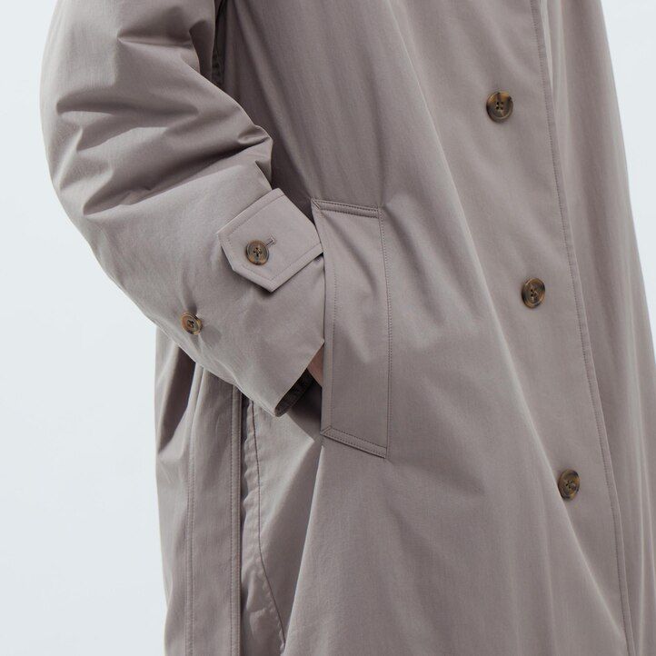 Grey Uniqlo Padded Single Breasted Coat | ALIUR-3921