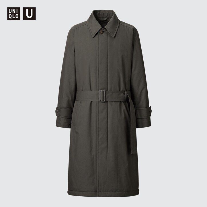 Grey Uniqlo Padded Single Breasted Coat | ALIUR-3921