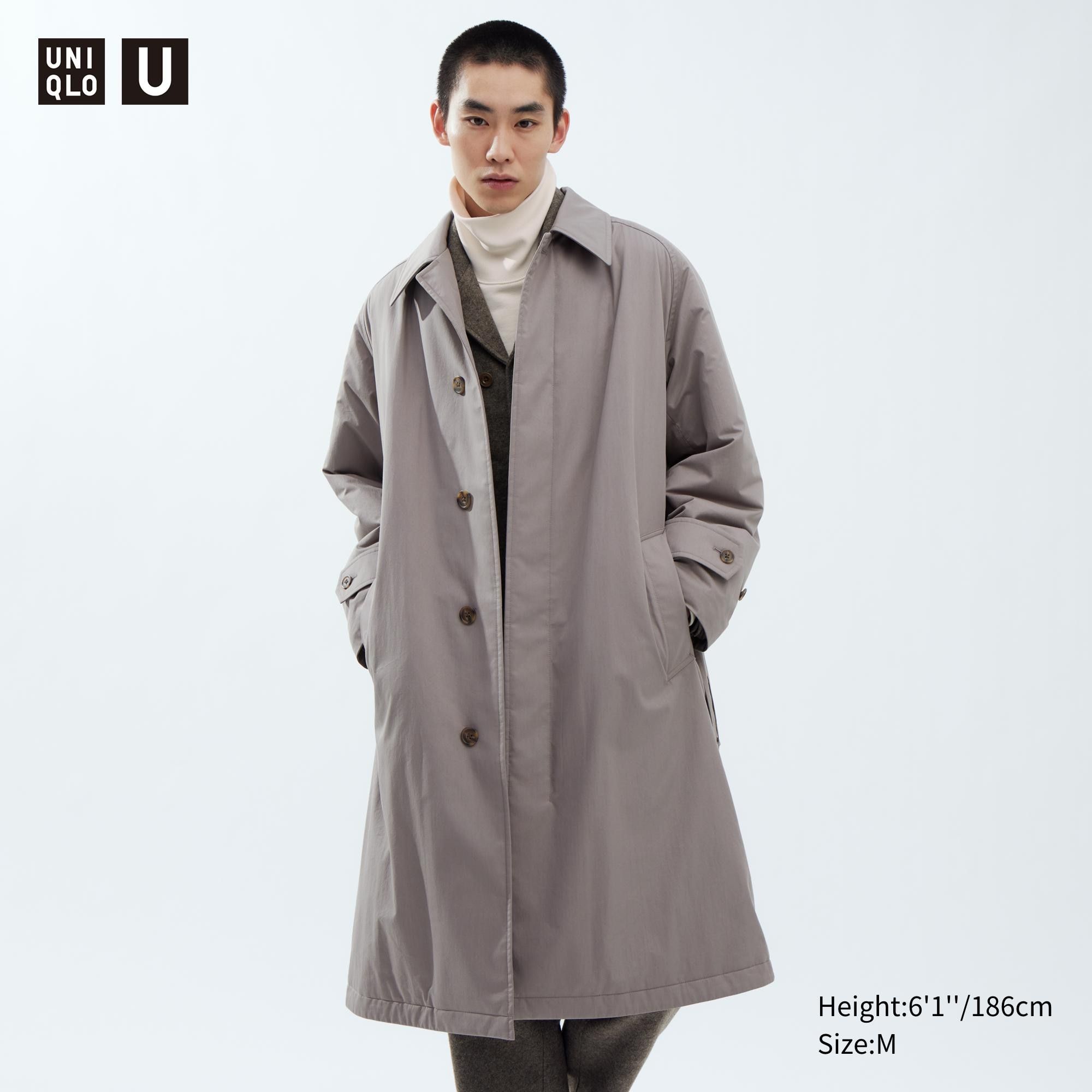 Grey Uniqlo Padded Single Breasted Coat | ALIUR-3921