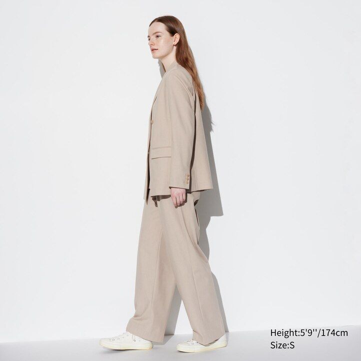 Grey Uniqlo Pleated Wide Leg Trousers Long | OFBRQ-5097