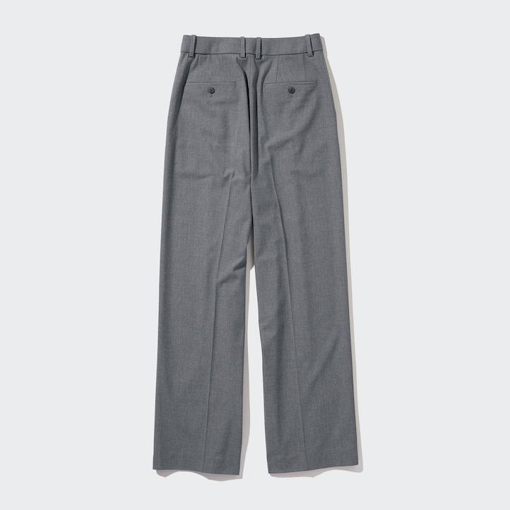 Grey Uniqlo Pleated Wide Leg Trousers Long | OFBRQ-5097