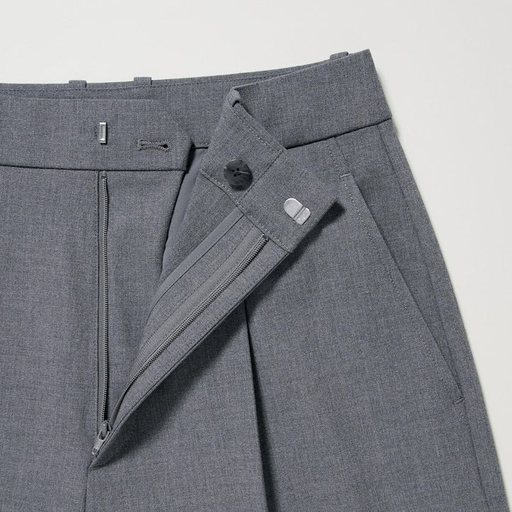 Grey Uniqlo Pleated Wide Leg Trousers Long | OFBRQ-5097