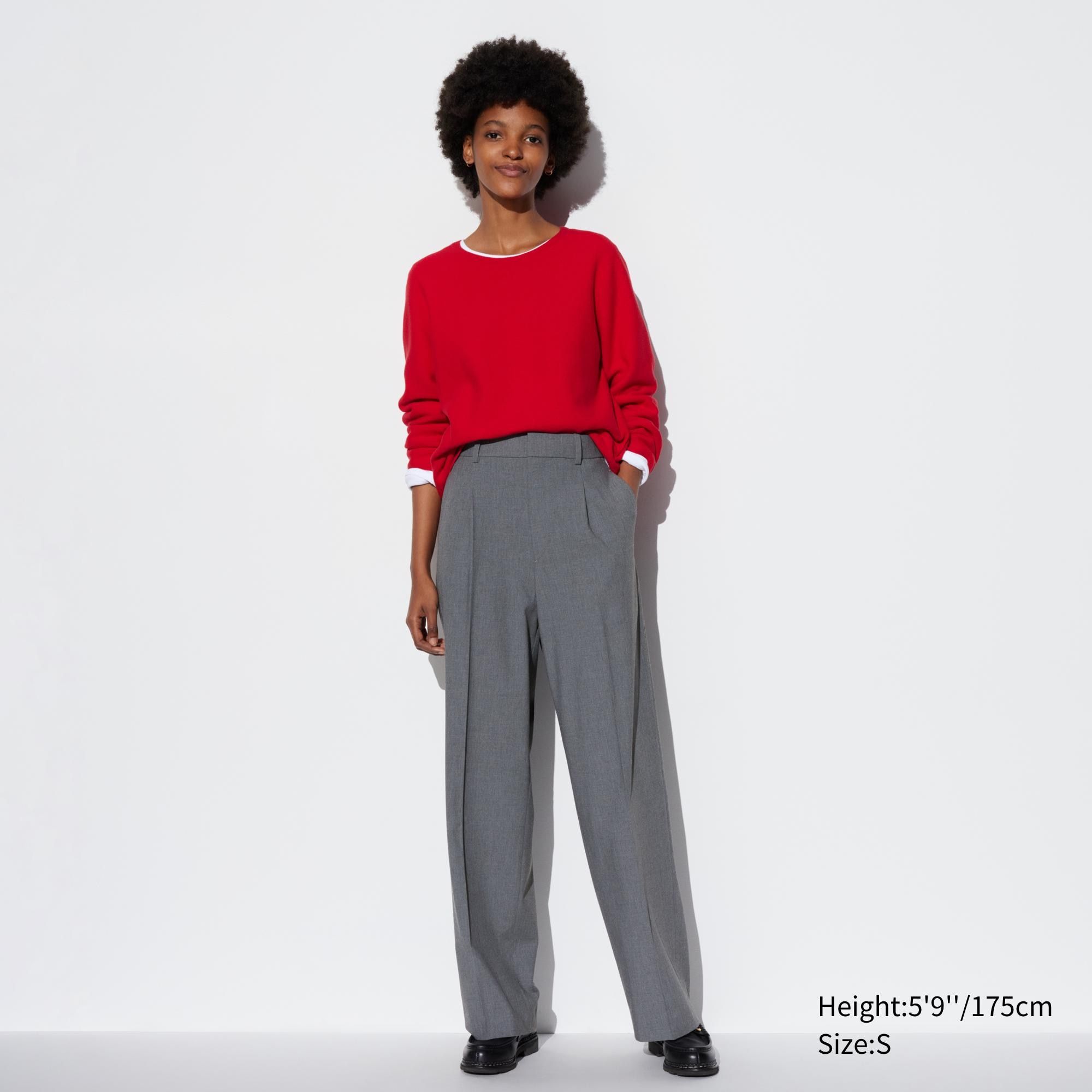 Grey Uniqlo Pleated Wide Leg Trousers Long | OFBRQ-5097