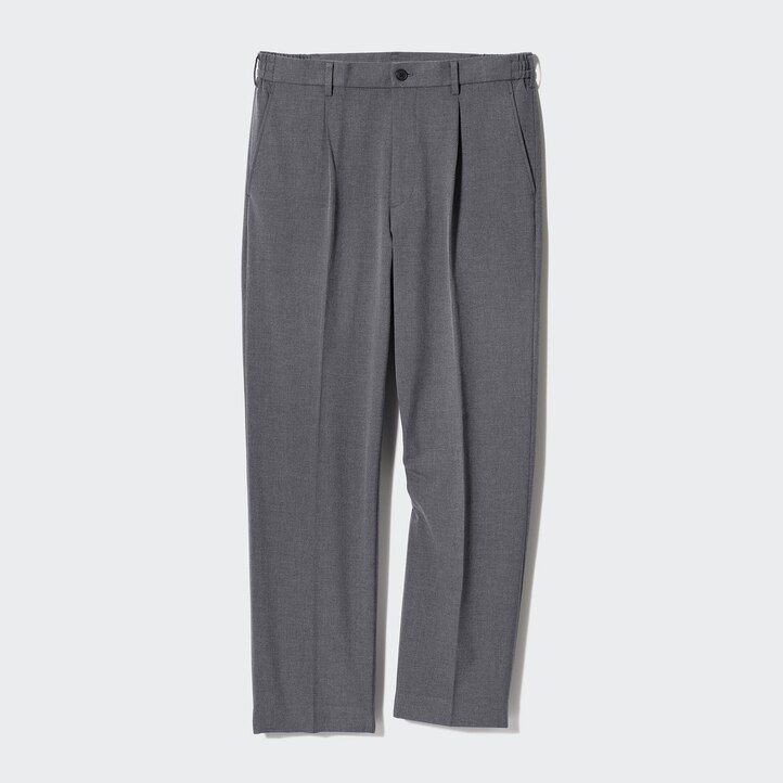 Grey Uniqlo Pleated Wide Leg Trousers | BEMDQ-6074