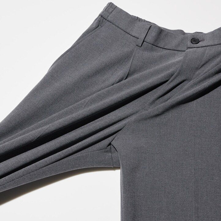 Grey Uniqlo Pleated Wide Leg Trousers | BEMDQ-6074