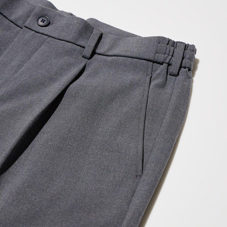 Grey Uniqlo Pleated Wide Leg Trousers | BEMDQ-6074
