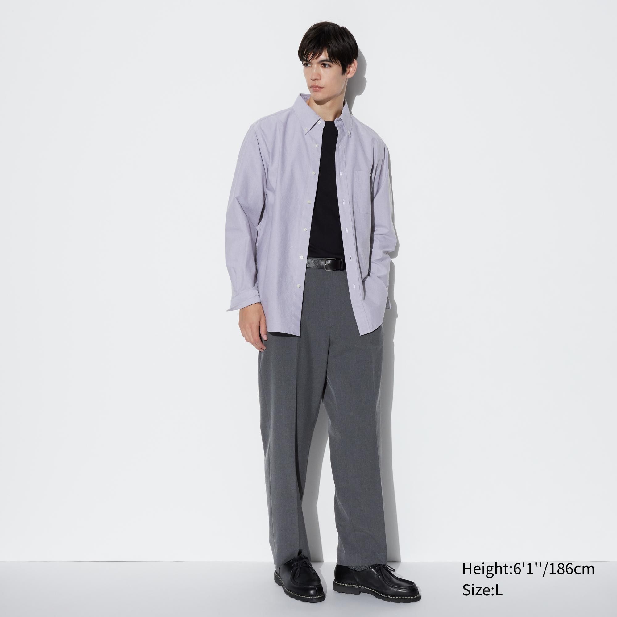 Grey Uniqlo Pleated Wide Leg Trousers | BEMDQ-6074