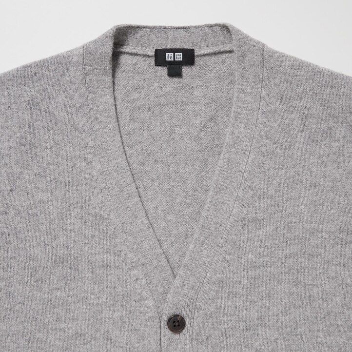 Grey Uniqlo Premium Lambswool V Neck Cardigan | MWZHT-9315