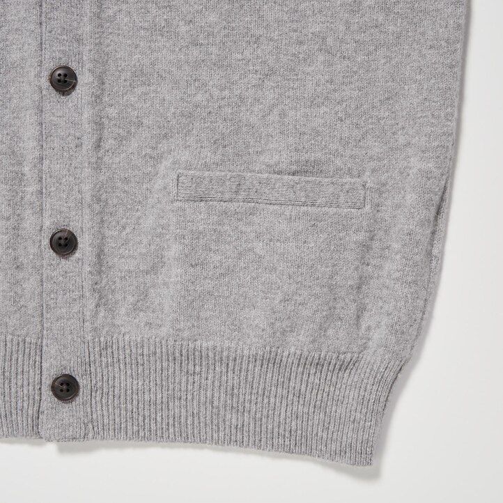 Grey Uniqlo Premium Lambswool V Neck Cardigan | MWZHT-9315