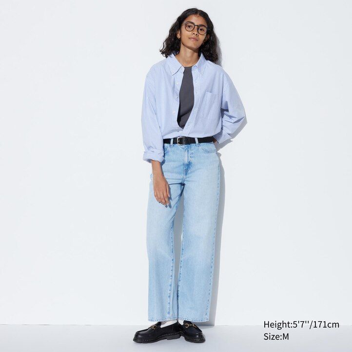 Grey Uniqlo Regular Fit Striped Oxford Shirt Regular Collar | IJXEF-2349