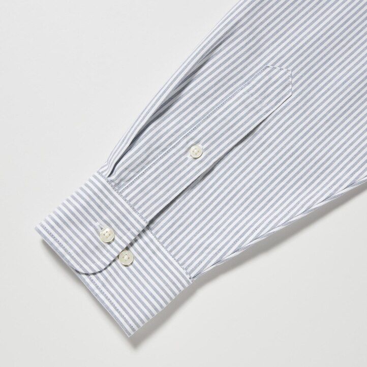 Grey Uniqlo Regular Fit Striped Oxford Shirt Regular Collar | IJXEF-2349