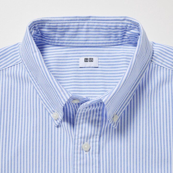Grey Uniqlo Regular Fit Striped Oxford Shirt | STVBL-4073