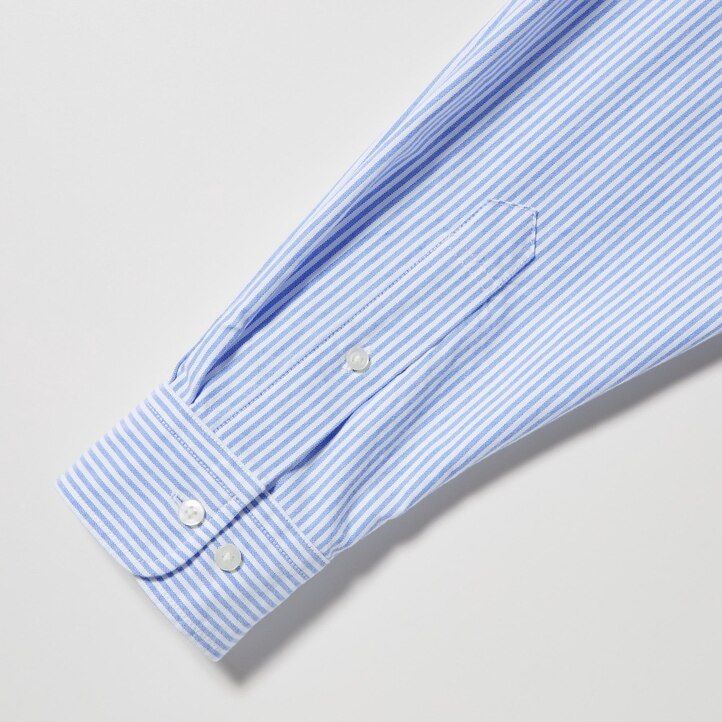 Grey Uniqlo Regular Fit Striped Oxford Shirt | STVBL-4073