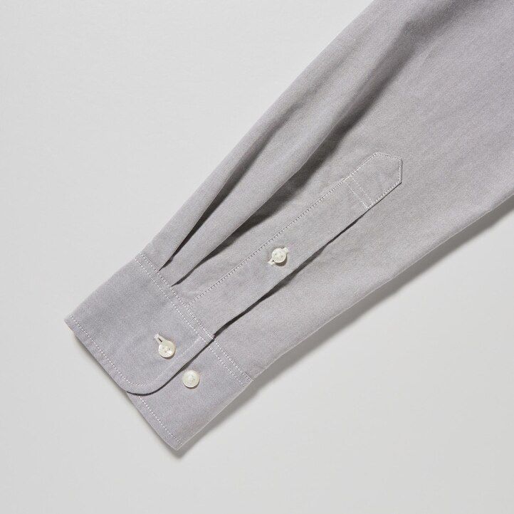 Grey Uniqlo Slim Fit Oxford Shirt | DSNMO-5764