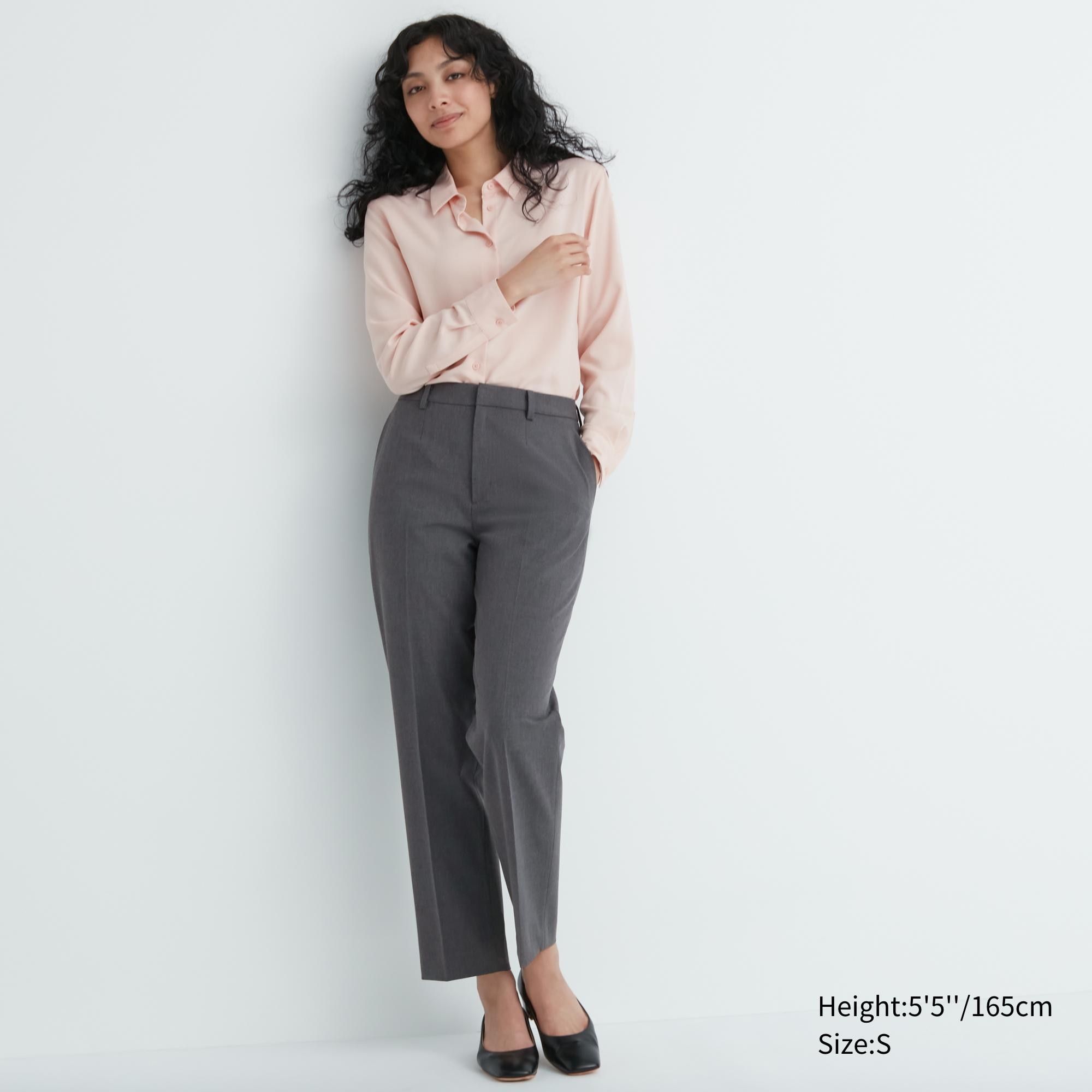 Grey Uniqlo Smart Ankle Length Trousers | HFMVE-4531
