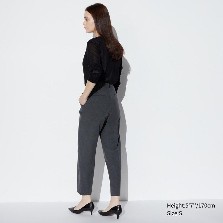 Grey Uniqlo Smart Ankle Length Trousers | PSUYK-2680