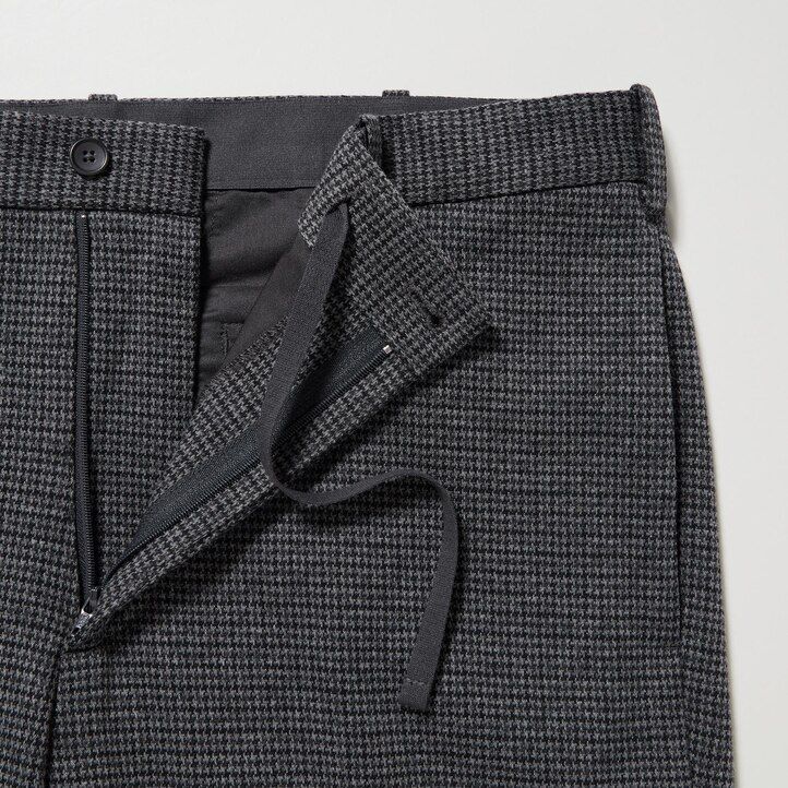 Grey Uniqlo Smart Gun Club Checked Ankle Length Trousers Long | JBVWI-6934