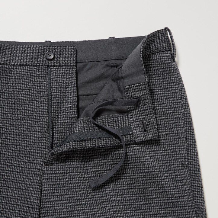 Grey Uniqlo Smart Gun Club Checked Ankle Length Trousers | CKORE-6837