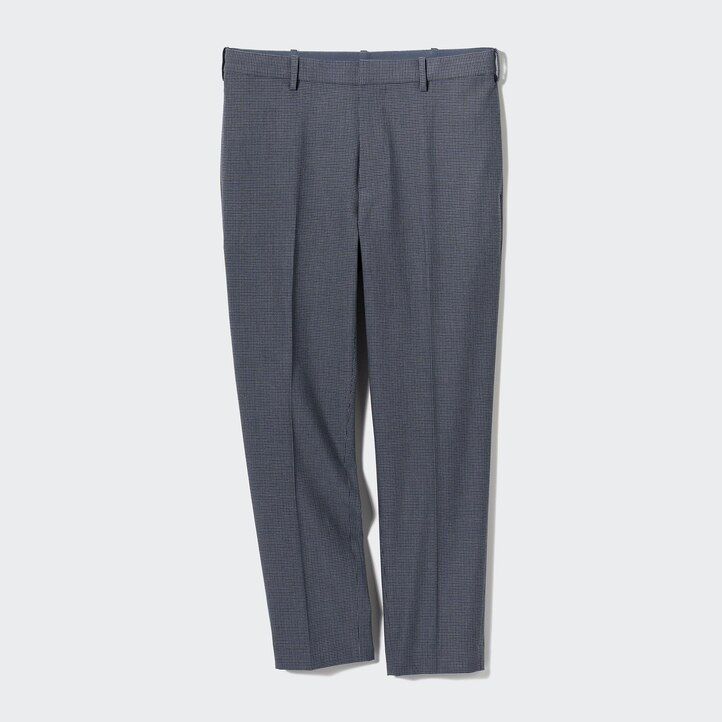 Grey Uniqlo Smart Gunclub Checked Ankle Length Trousers | PZNHU-9723