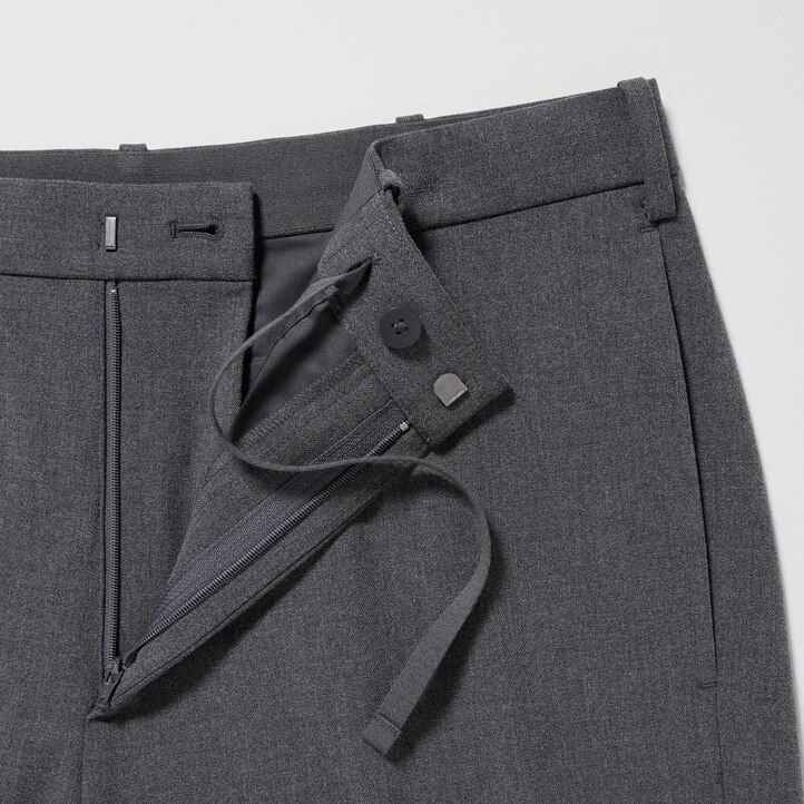 Grey Uniqlo Smart Wool Like Ankle Length Trousers | DQHNC-5194