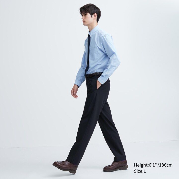 Grey Uniqlo Smart Wool Like Ankle Length Trousers Long | GUORD-7342