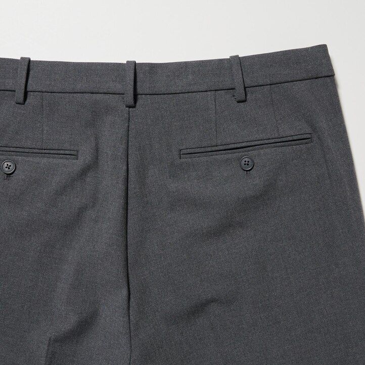 Grey Uniqlo Smart Wool Like Ankle Length Trousers Long | GUORD-7342