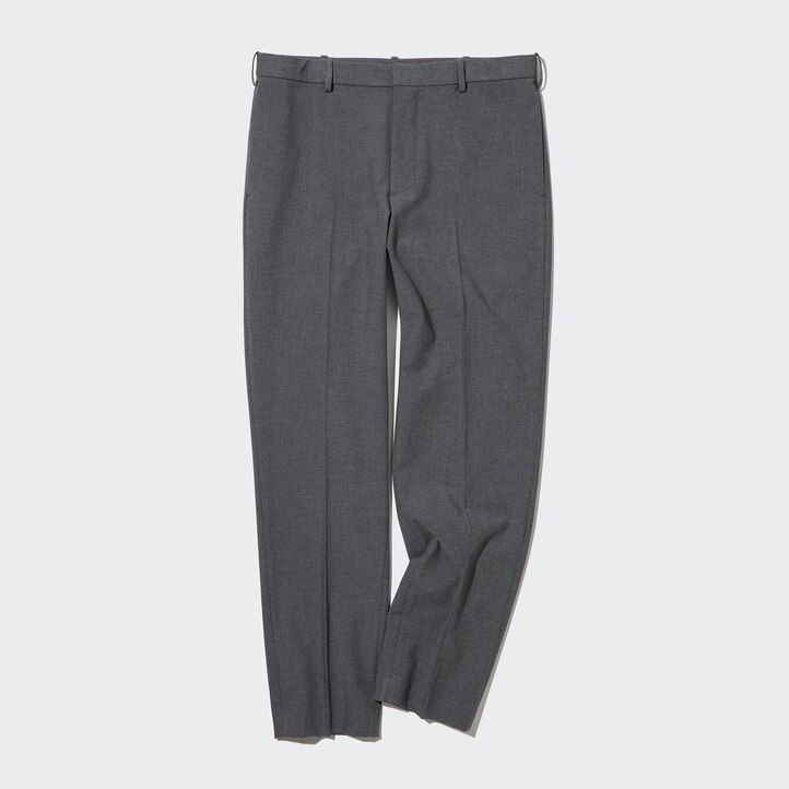Grey Uniqlo Smart Wool Like Ankle Length Trousers Long | MRCPH-1046