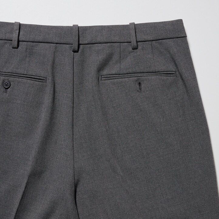 Grey Uniqlo Smart Wool Like Ankle Length Trousers Long | MRCPH-1046