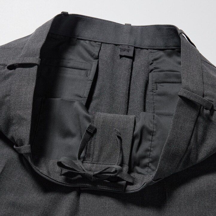 Grey Uniqlo Smart Wool Like Ankle Length Trousers Long | MRCPH-1046