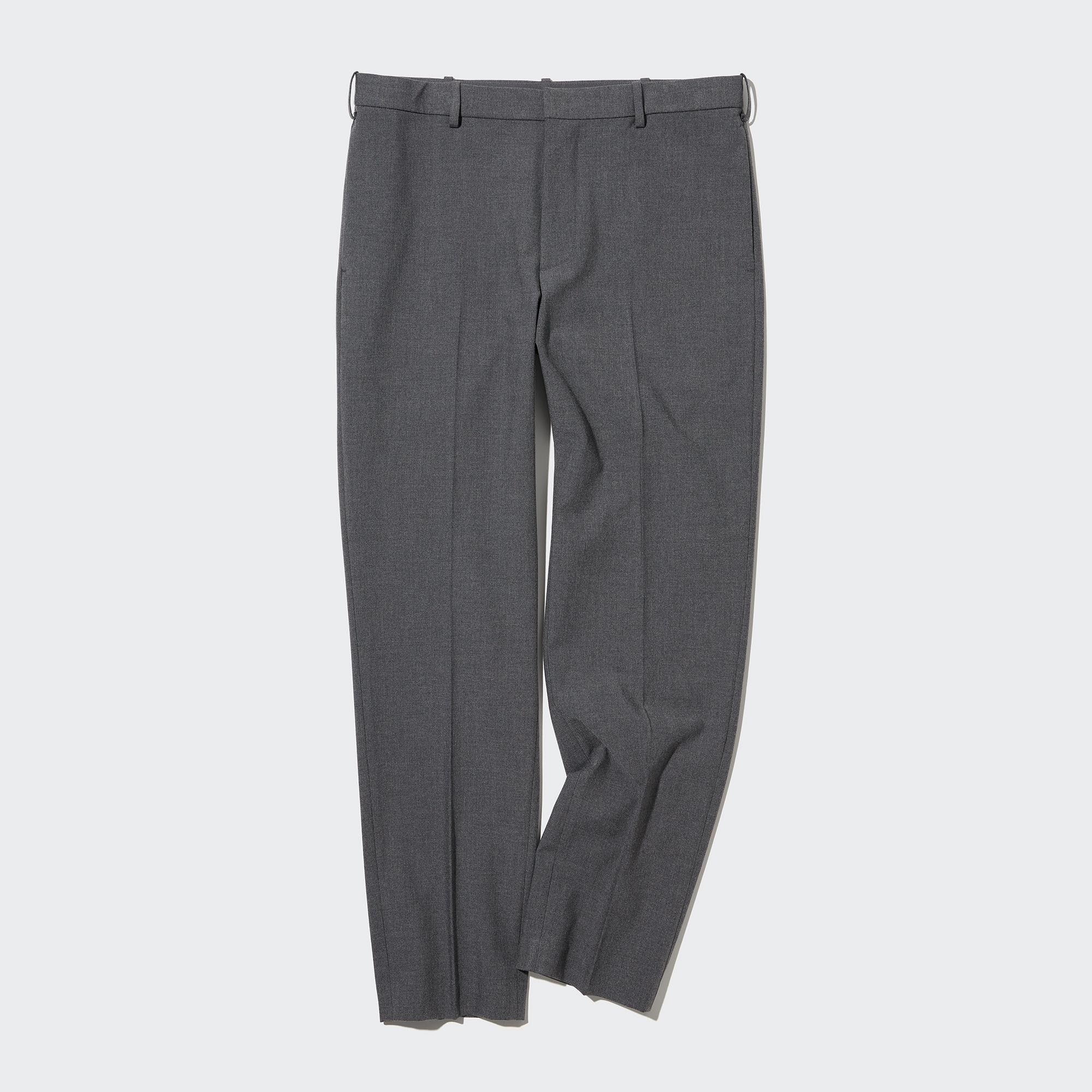 Grey Uniqlo Smart Wool Like Ankle Length Trousers Long | MRCPH-1046