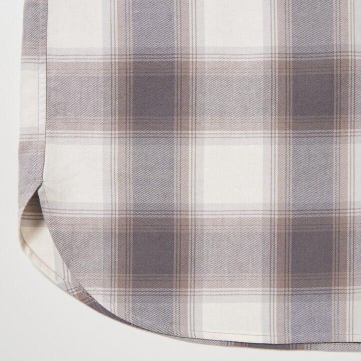 Grey Uniqlo Soft Brushed Checked Long Sleeved Shirt | ALPIU-0329