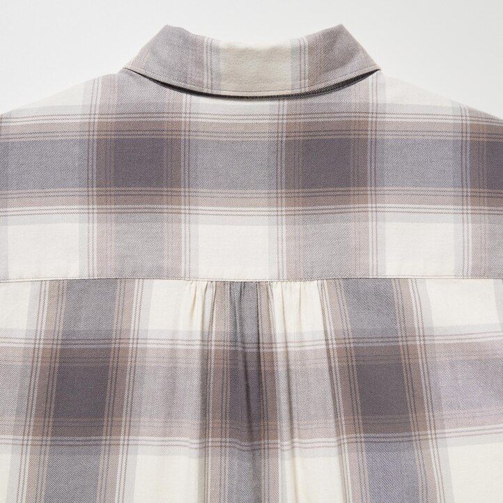 Grey Uniqlo Soft Brushed Checked Long Sleeved Shirt | ALPIU-0329