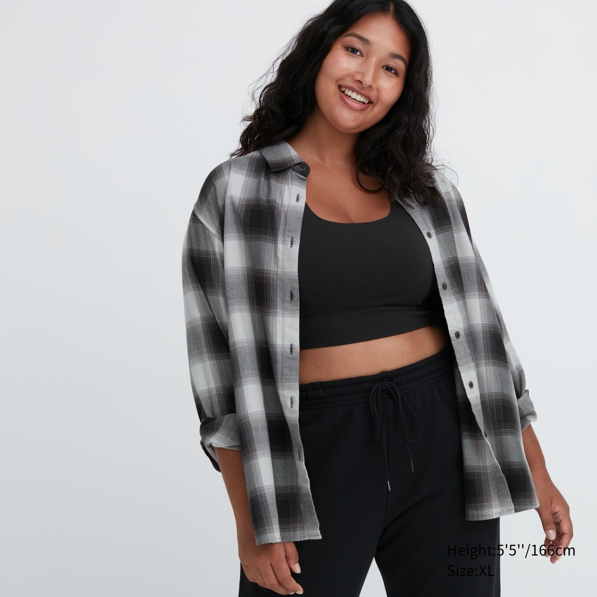 Grey Uniqlo Soft Brushed Checked Long Sleeved Shirt | ALPIU-0329