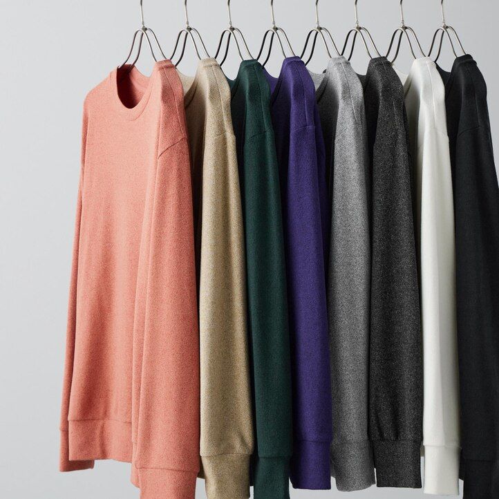Grey Uniqlo Soft Fleece Crew Neck Long Sleeved T-Shirt | GDIQM-8740