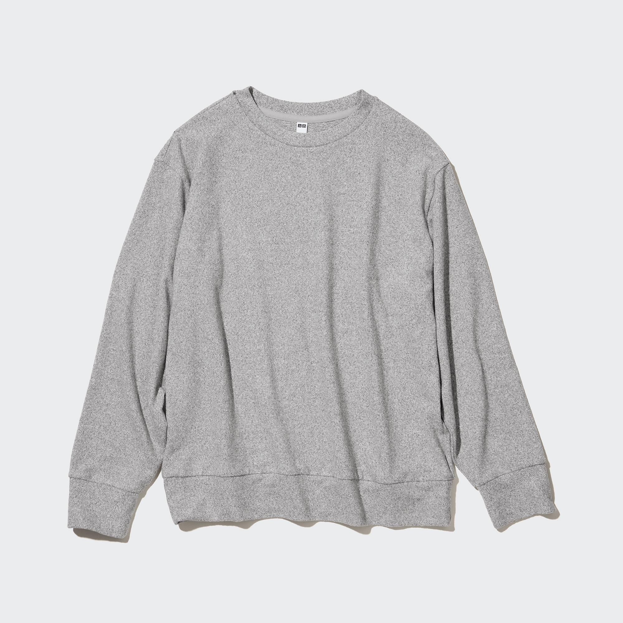 Grey Uniqlo Soft Fleece Crew Neck Long Sleeved T-Shirt | GDIQM-8740