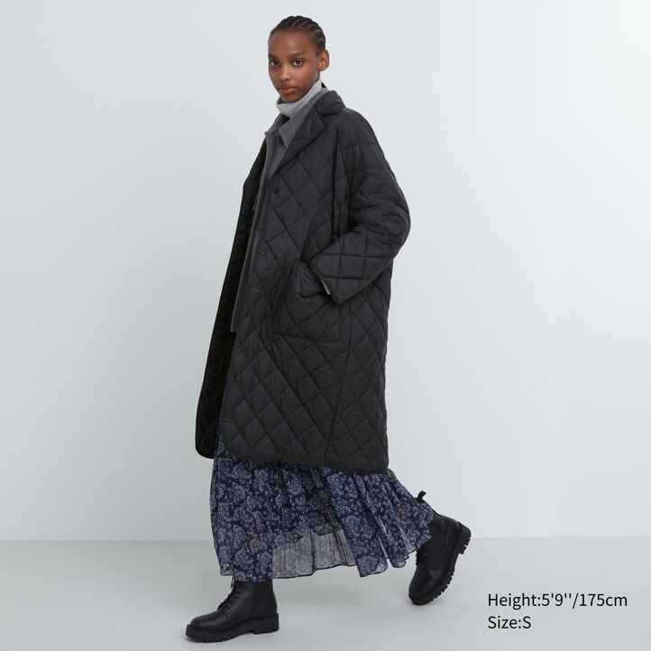 Grey Uniqlo Warm Padded Oversized Coat | TQKLU-3685