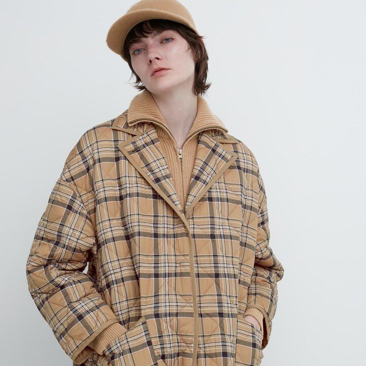 Grey Uniqlo Warm Padded Oversized Coat | TQKLU-3685