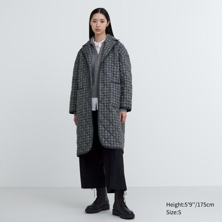 Grey Uniqlo Warm Padded Oversized Coat | TQKLU-3685