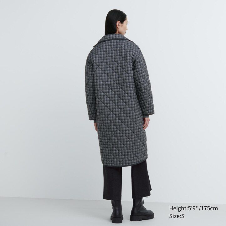 Grey Uniqlo Warm Padded Oversized Coat | TQKLU-3685