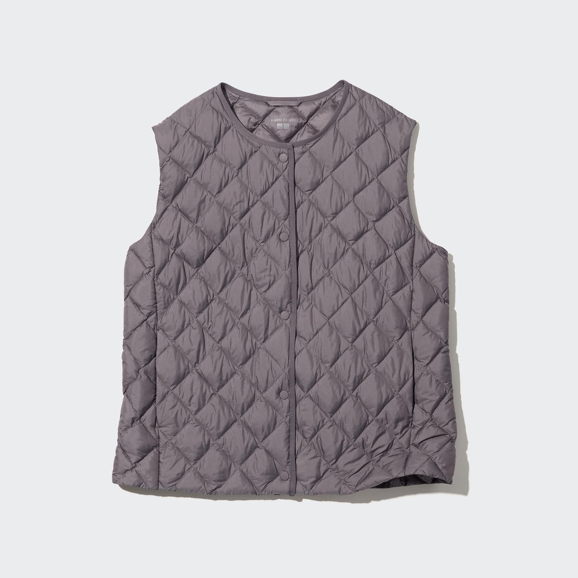 Grey Uniqlo Warm Padded Quilted Vest | RKLTA-2453
