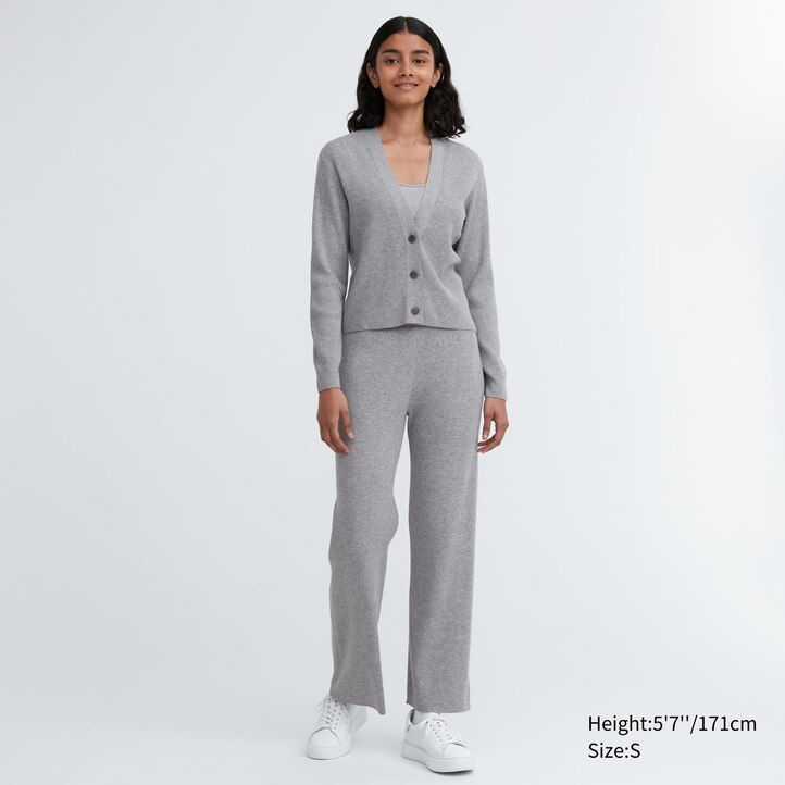 Grey Uniqlo Washable Knit Ribbed Cardigan | XWPCM-0942