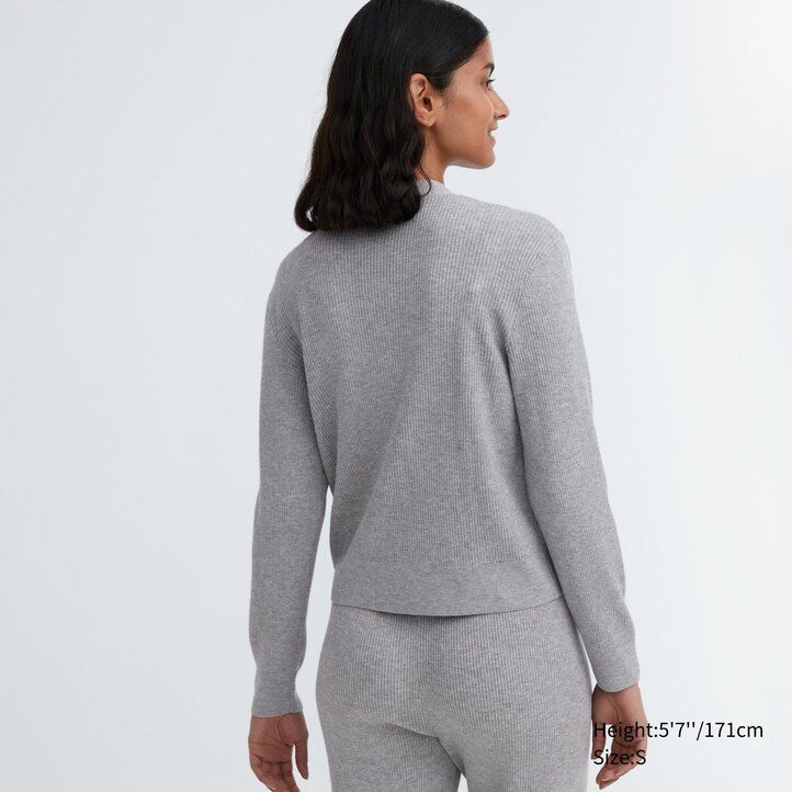 Grey Uniqlo Washable Knit Ribbed Cardigan | XWPCM-0942