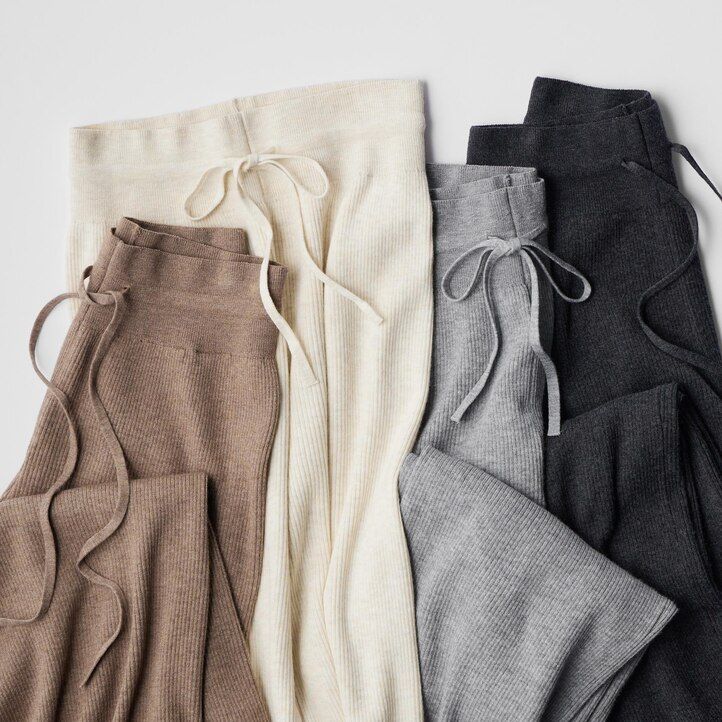 Grey Uniqlo Washable Knit Ribbed Trousers | EPMQX-0456