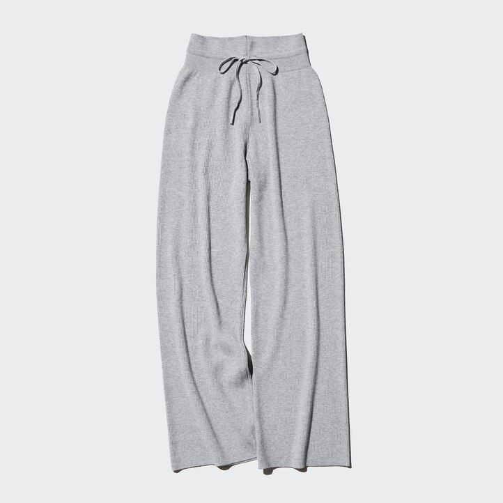 Grey Uniqlo Washable Knit Ribbed Trousers | EPMQX-0456