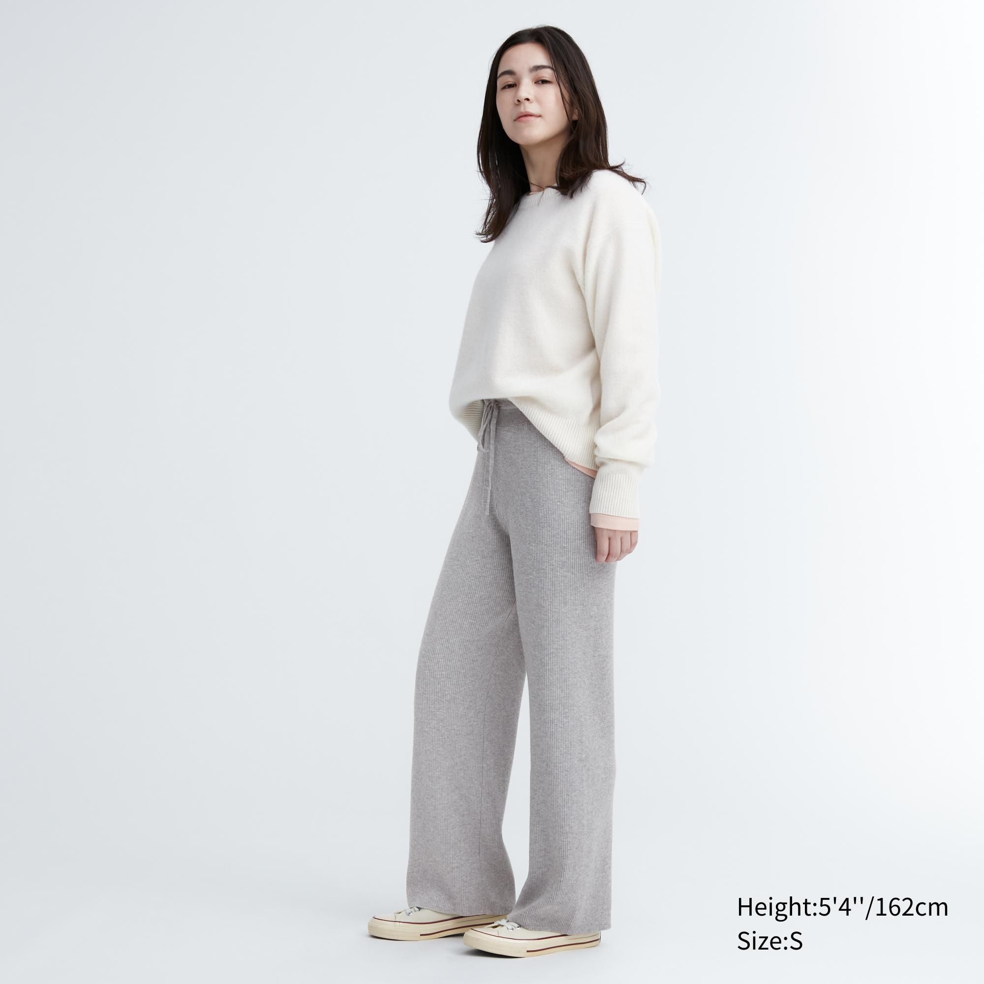 Grey Uniqlo Washable Knit Ribbed Trousers | EPMQX-0456