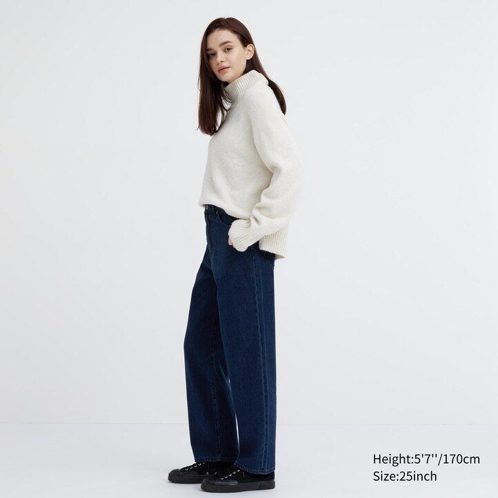 Grey Uniqlo Wide Leg Tapered Jeans | KFUYE-6809