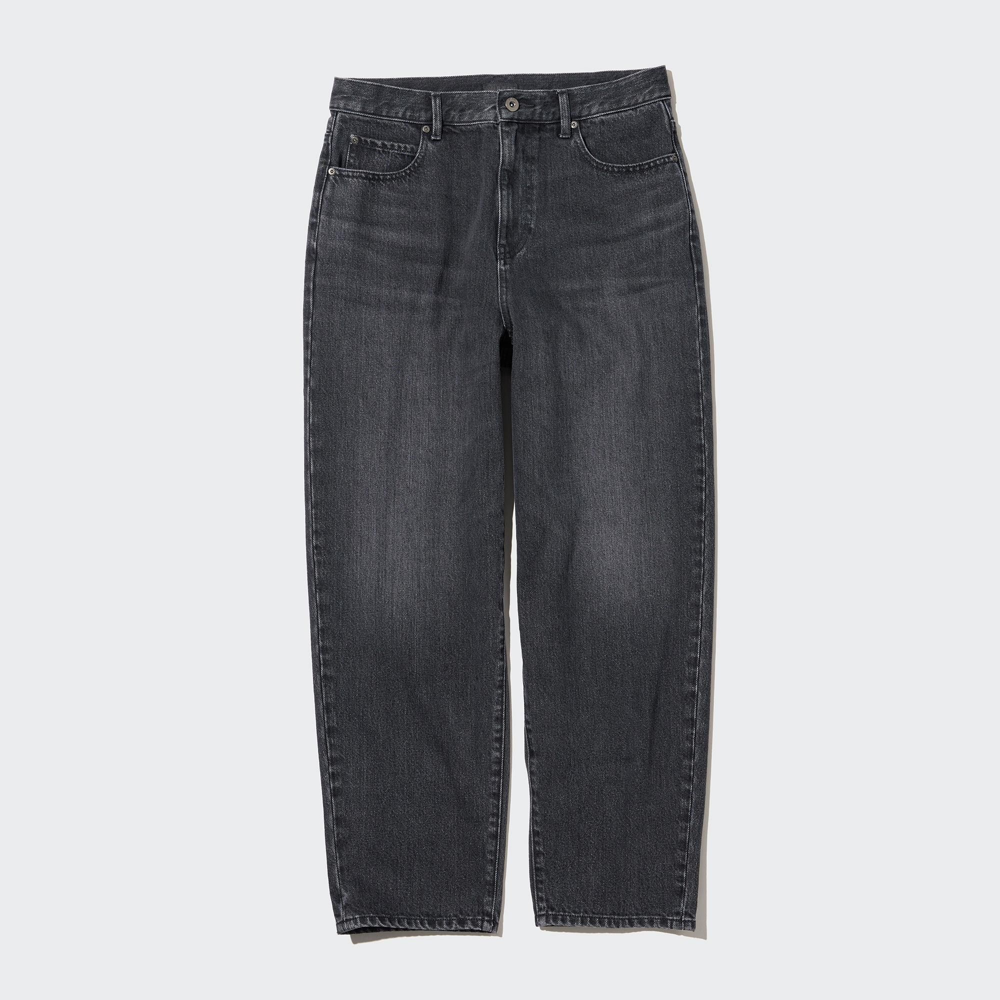 Grey Uniqlo Wide Leg Tapered Jeans | KFUYE-6809