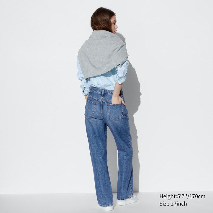 Grey Uniqlo Wide Straight Leg Jeans | ZCKVM-1329