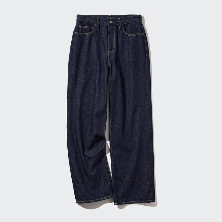 Grey Uniqlo Wide Straight Leg Jeans | ZCKVM-1329