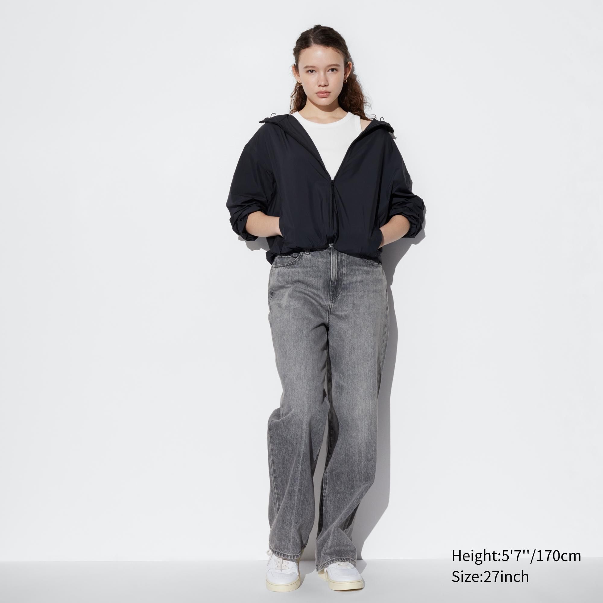 Grey Uniqlo Wide Straight Leg Jeans | ZCKVM-1329